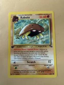 Pokemon TCG Kabuto Fossil 50/75 1st Edition Common LP Condition - Image 1