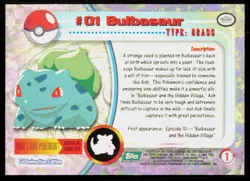 1999 Topps Pokemon TV Animation Series 1 Bulbasaur Green Logo #1 - Image 2
