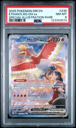 2025 POKEMON DRI EN-DESTINED RIVALS #230 ETHAN'S HO-OH EX PSA 8 - Image 1