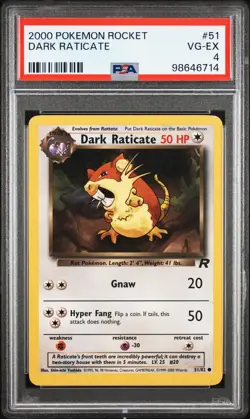 2000 POKEMON ROCKET #51 DARK RATICATE PSA 4 - Image 1