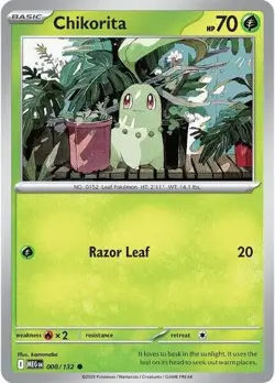 Chikorita 008/132 | Mega Evolution | Common Non Holo | NM Pokemon Card - Image 1