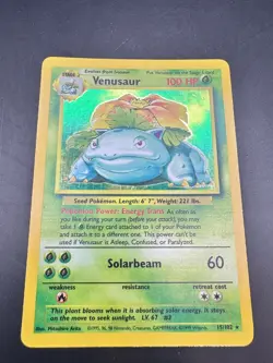 Venusaur 15/102 Base Set Unlimited 1999 Holo Rare Vintage Pokemon Card - LP - Image 1