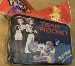 NIP 90s 1998 Pokemon Team Rocket Card Storage Box Tin New But Damaged READ - Image 2