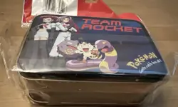NIP 90s 1998 Pokemon Team Rocket Card Storage Box Tin New But Damaged READ - Image 5