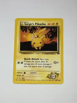 Lt. Surge's Pikachu 84/132 Pokemon TCG Gym Challenge Unlimited LP/NM Card WOTC - Image 1