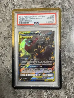 2019 POKEMON SUN & MOON UNIFIED MINDS #125 UMBREON & DARKRAI GX PSA 10 - Image 1