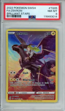 Pokemon: Brilliant Stars SWSH, 2022 Zekrom FA (TG05/TG30) English PSA 8 - Image 1