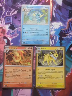 Set 3x Pokemon Karte Flamara Aquana Blitza COSMO HOLO SVP 167 168 169 NM DE - Image 1