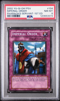 2002 YUGIOH IMPERIAL ORDER #PSV-104 1ST EDITION SECRET RARE - PSA 8 NM-MINT 💎 - Image 1
