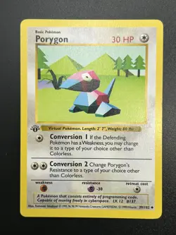 PORYGON Pokemon Card - WOTC - 1st Edition - Base Set Shadowless 39/102 LP NM (2) - Image 1
