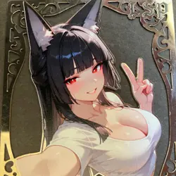 Goddess Story Gold METAL Card - Serial Number #/100! Anime Girl Bikini Fox Girl - Image 2