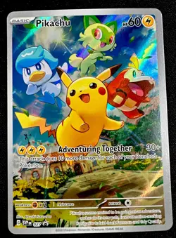 Pikachu English Card Scarlet & Violet Promo SVP 027 Paldea Evolved Full Art Holo - Image 1