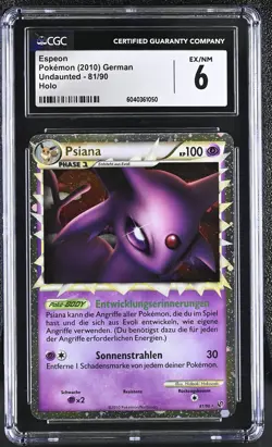 CGC 6 Espeon Prime 2010 Undaunted German 81/90 Holo Pokemon Card - Image 1
