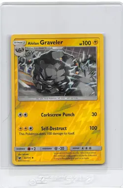Alolan Graveler 33/111 - 2017 Crimson Invasion - Pokemon Card Reverse Holo - NM - Image 1