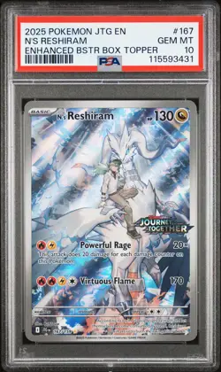 2025 POKEMON JTG EN-JOURNEY TOGETHER #167 N'S RESHIRAM PSA 10 - Image 1