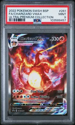 2022 POKEMON SWSH BLACK STAR PROMO #261 FULL ART/CHARIZARD VMAX PSA 9 - Image 1