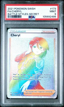 2021 POKEMON SWORD & SHIELD BATTLE STYLES SECRET #173 FULL ART/CHERYL PSA 9 - Image 1