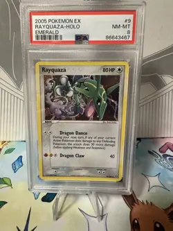 2005 POKEMON EX EMERALD #9 RAYQUAZA-HOLO PSA 8 - Image 1