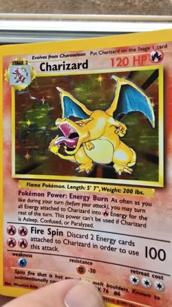 Pokemon TCG Charizard Base Set Holo Unlimited Rare Card 4/102 Clean card! - Image 5