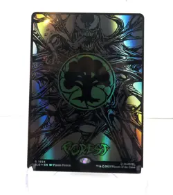 MTG Forest RAISED FOIL 1954 Mana Symbiote Venom Land Spider-Man Secret Lair - Image 1