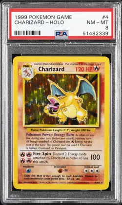 1999 POKEMON GAME #4 CHARIZARD-HOLO PSA 8 - Image 1