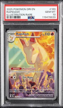 2025 POKEMON DRI EN-DESTINED RIVALS ILLUSTRATION RARE #189 RAPIDASH PSA 10 - Image 1