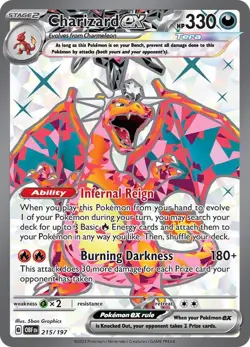 2023 POKEMON OBF EN-OBSIDIAN FLAMES ULTRA RARE #215 CHARIZARD EX PSA 8 - Image 3