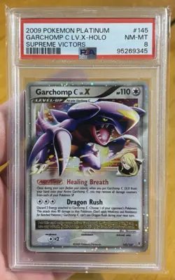 2009 Pokemon Platinum Supreme Victors Garchomp C Lv X Holo #145 PSA 8 - Image 1