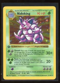 1999 Pokemon 1ST EDITION Game Base Set Nidoking 11/102 Holo Foil Shadowless WOTC - Image 1