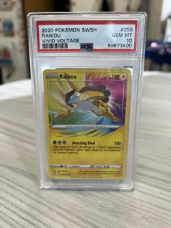 2020 SWSH Vivid Voltage Raikou 050/185 POKEMON PSA 10 GEM MINT Amazing Rare - Image 1