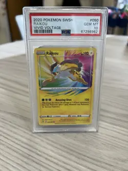 2020 SWSH Vivid Voltage Raikou 050/185 POKEMON PSA 10 GEM MINT Amazing Rare - Image 3