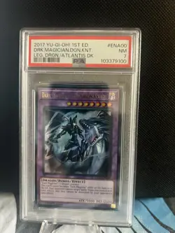 2017 Yugioh Dark Magician the Dragon Knight LEDD-ENA00 Ultra Rare 1st Ed PSA 7 - Image 1