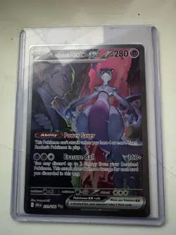 Pokemon TCG Destined Rivals Team Rocket's Mewtwo EX Full Art Card 213/182 - Image 1
