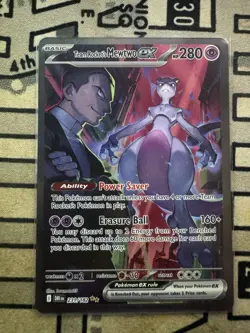 Pokemon TCG Destined Rivals Team Rocket's Mewtwo EX Full Art Card 213/182 - Image 3