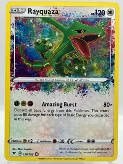 Rayquaza 138/185 SWSH Vivid Voltage Holo Amazing Rare Pokemon TCG Card NM/M - Image 1