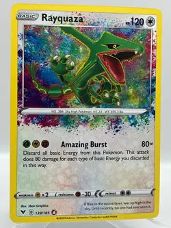 Rayquaza 138/185 SWSH Vivid Voltage Holo Amazing Rare Pokemon TCG Card NM/M - Image 2