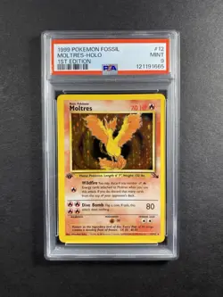 Moltres 12/62 - Fossil - 1st Edition - Vintage - Holo - Pokemon Card - PSA 9 - Image 1