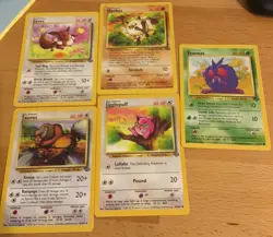 pokemon cards original Jungle set of 5 Eevee,Venonat, Jigglypuff, Mankey, Tauros - Image 1
