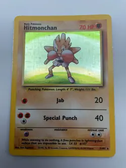 Hitmonchan - 7/102 - Pokemon Base Set Unlimited Holo Rare Card WOTC MP LP - Image 1