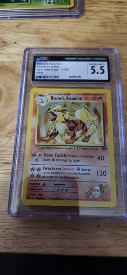 CGC 5.5 Blaine's Arcanine 2000 Gym Challenge 1/132 Holo Pokemon Card. 🌀 - Image 1