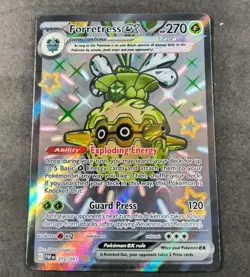 Pokemon Paldean Fates Forretress EX Full Art Card 212/091 NM - Image 1