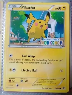 Build a Bear Pokemon Card Pikachu 20/108 Promo Trading Card Naoki Saito 2016 LP - Image 1