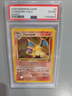 Charizard Pokemon TCG Base Set II #4 Holo Rare Card 4/130 PSA EX-MT 6 - Image 4