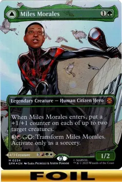 1x - Miles Morales - FOIL BORDERLESS #211 - Marvel's Spider-Man - NM MTG - Image 1
