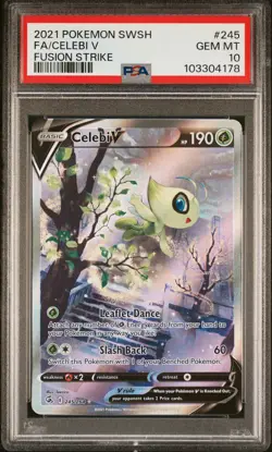 2021 POKEMON SWORD & SHIELD FUSION STRIKE #245 FULL ART/CELEBI V PSA 10 - Image 1