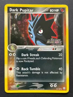 Pokemon Dark Pupitar EX Team Rocket Returns Stamped Reverse Holo 25/109 2004 - Image 1