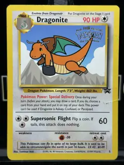 Vintage WOTC 1999 Pokemon Dragonite #5 "Kids WB Presents The First Movie" Promo - Image 3