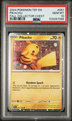2024 POKEMON TEF EN-TEMPORAL FORCES FALL COLLECTOR CHEST #051 PIKACHU PSA 10 - Image 1
