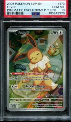 POKEMON PRISMATIC EVOLUTIONS POKEMON CENTER ETB SVP EN 173 EEVEE PSA 10 - Image 1