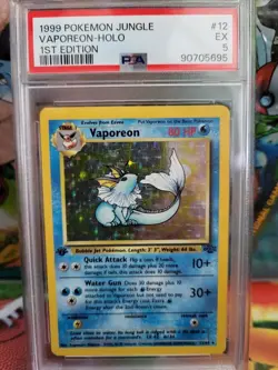 1999 Pokemon Jungle 1st Edition Vaporeon PSA 5 HOLO and PSA 7/Eevee lot - Image 1